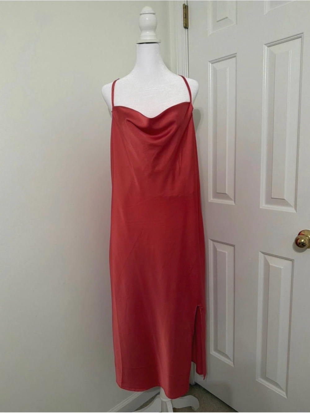 Forever 21 Pink Cowl Neck Midi Slip Dress